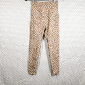 Beyond Yoga Tan‎ Endurance Checkered Floral High Rise Leggings